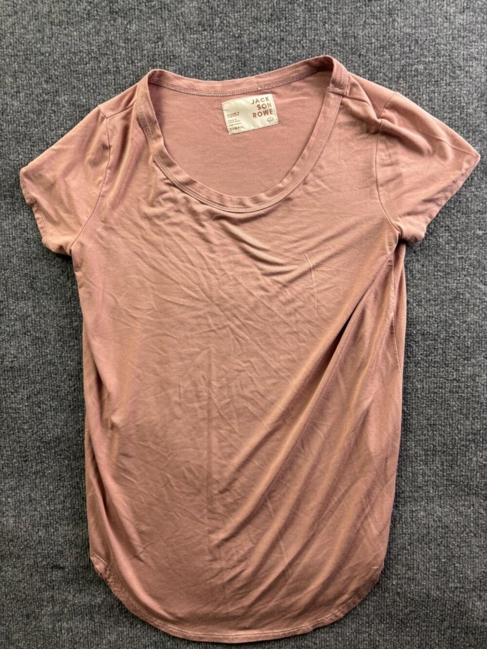 Jackson Rowe Shirt Womens XS Pink Scoop Neck Short Sleeve Tunic Top Jersey
